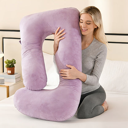 J-Shaped Pregnancy Pillow - Full-Body Support with Removable Cover