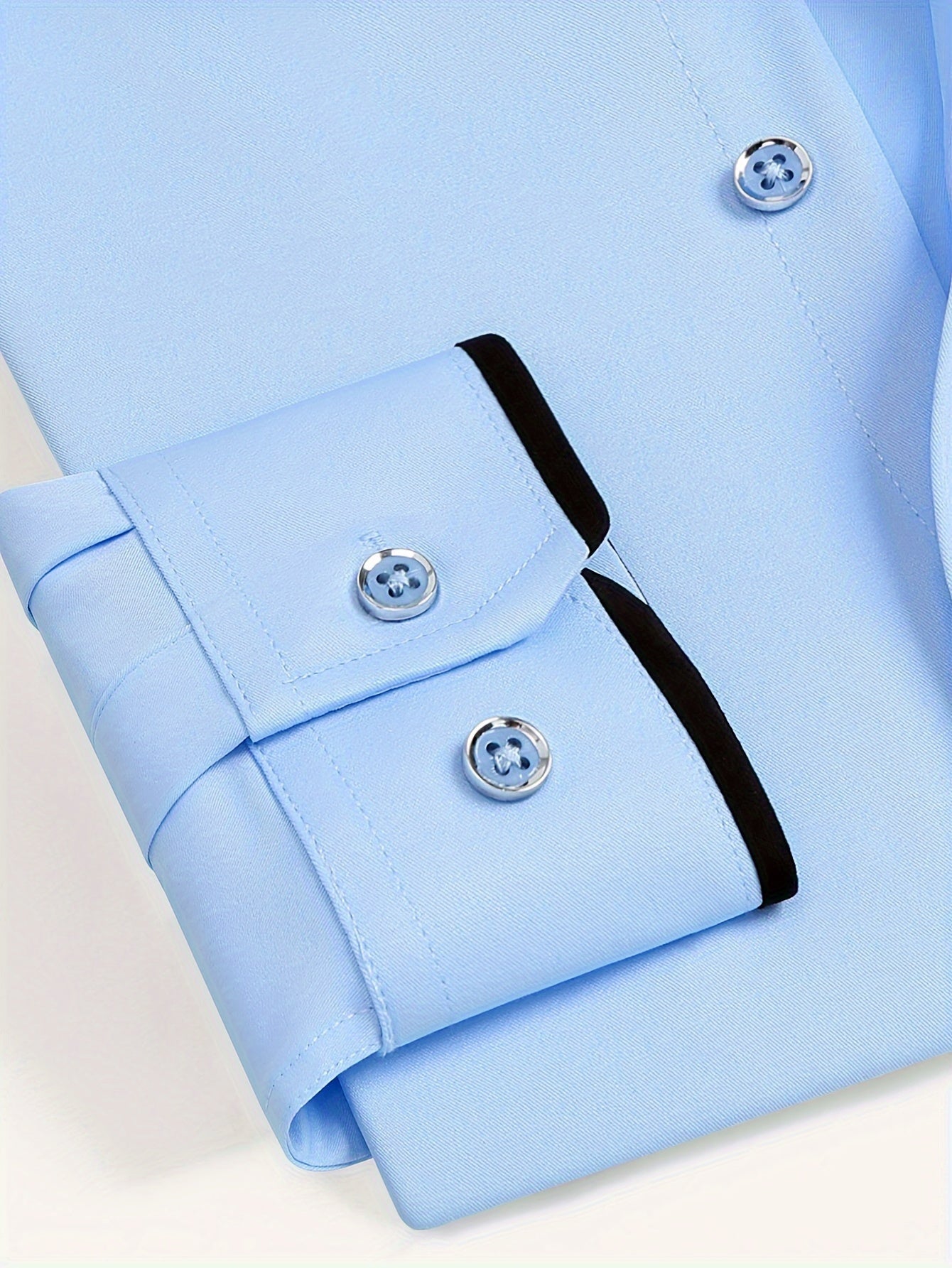 Color Block Fold-Up Collar Crystal Buckle Formal Shirt Men'S Long Sleeve Contrast Color Stretch Iron-Free Business Casual Top with Loan Fashion Cardigan Shirt