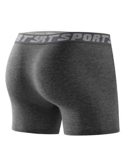 4 Pack Of Men's Underwear Men's Long Sports And Fitness Briefs, Breathable, Comfortable And Healthy Men's Boxer Briefs Fashion Trend Simple Casual Sports Men's Pants