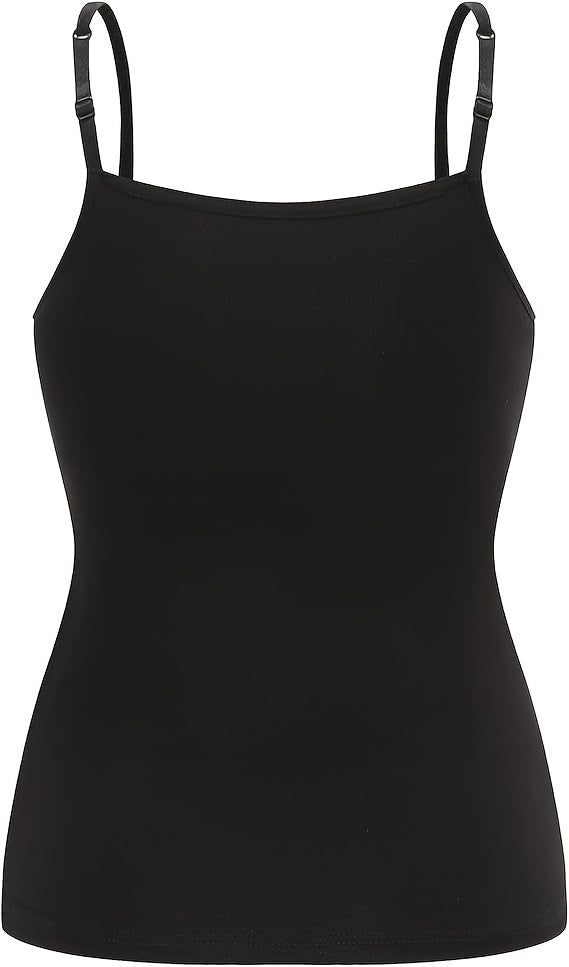Ladies' Tank Top Featuring an Integrated Bra - Padded Camisole For, Highly Elastic Spaghetti Straps with Adjustable Breathable Straps Available in Sizes S to XL