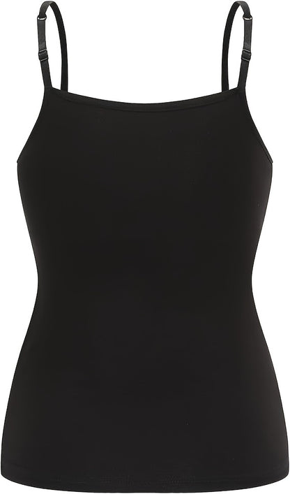 Ladies' Tank Top Featuring an Integrated Bra - Padded Camisole For, Highly Elastic Spaghetti Straps with Adjustable Breathable Straps Available in Sizes S to XL