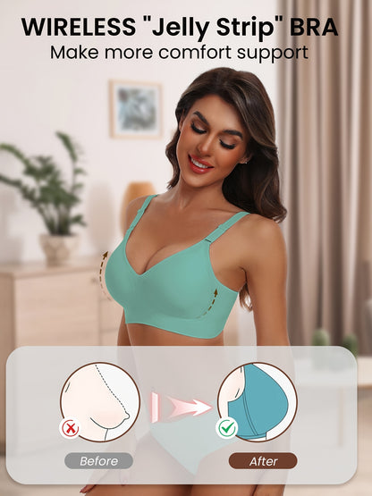Seamless Wireless Push-Up Bra-V Neck Design, Comfortable, Supportive Intimate Apparel for Women