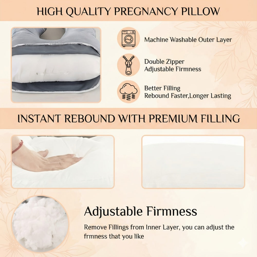 80-Inch J-Shaped Velvet Pregnancy Pillow - Crystal Velvet Full-Body Design