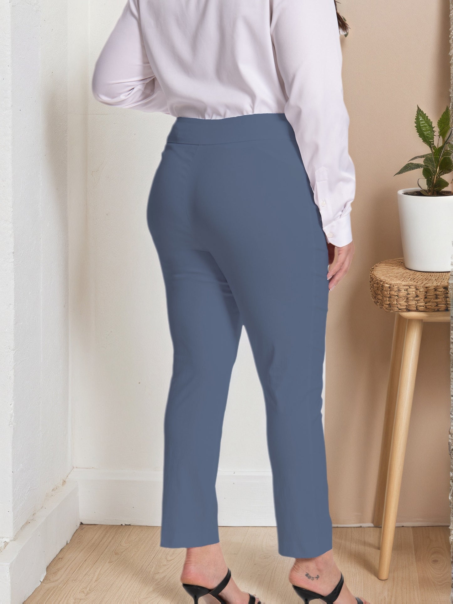 Plus Size - Plus Size - Women Pull on Pant with Silver During Super Stretch Soft Millennium Fabric to Work Ankle Pant