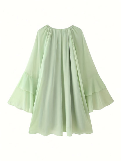 Local Elegant Chic Women's Spring Summer Chiffon Casual Vacation Layered Ruffle Loose Dress