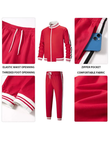 Men Track Suits Sets Long Sleeve Full-zip Sweatsuit Active Jackets And Pants 2pcs Outfits