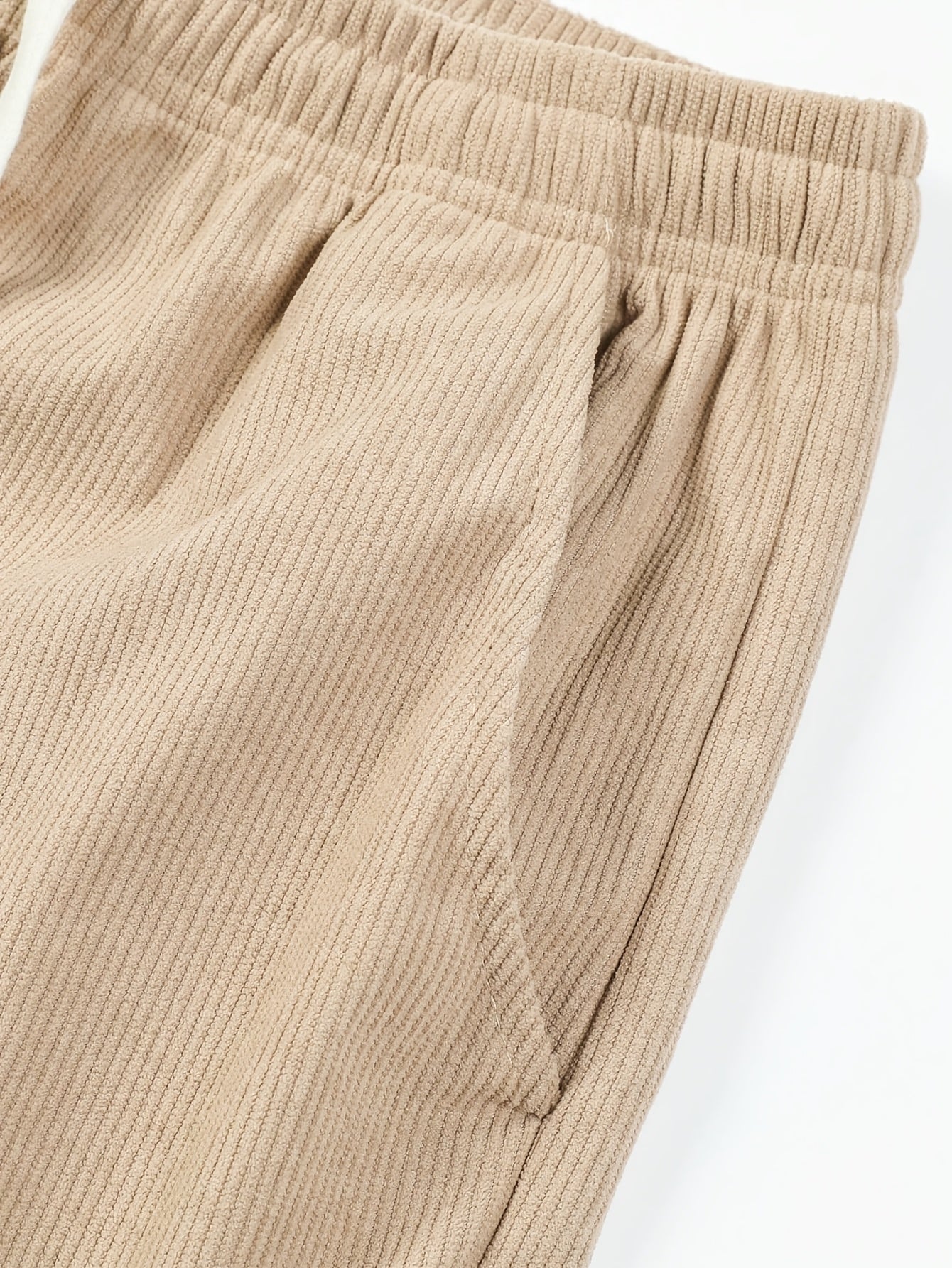 Men'S Solid Corduroy Straight Pants, Retro Pocket And Drawstring Waist, Breathable All-Season Trousers, Casual Daily And Workwear, Machine Washable, Comfortable Straight Fit Pants for Daily Activities
