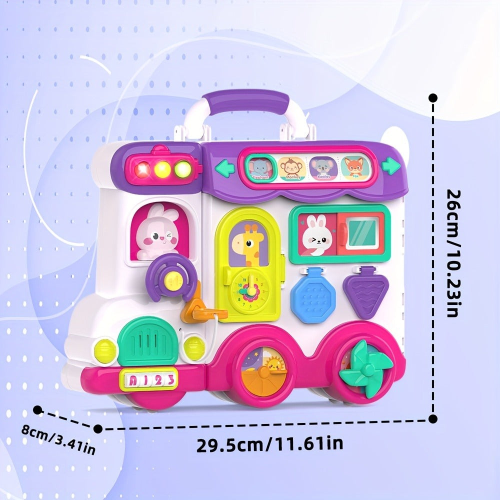 Musical Busy Board Learning Toy - 54 interactive bilingual English and Spanish activities