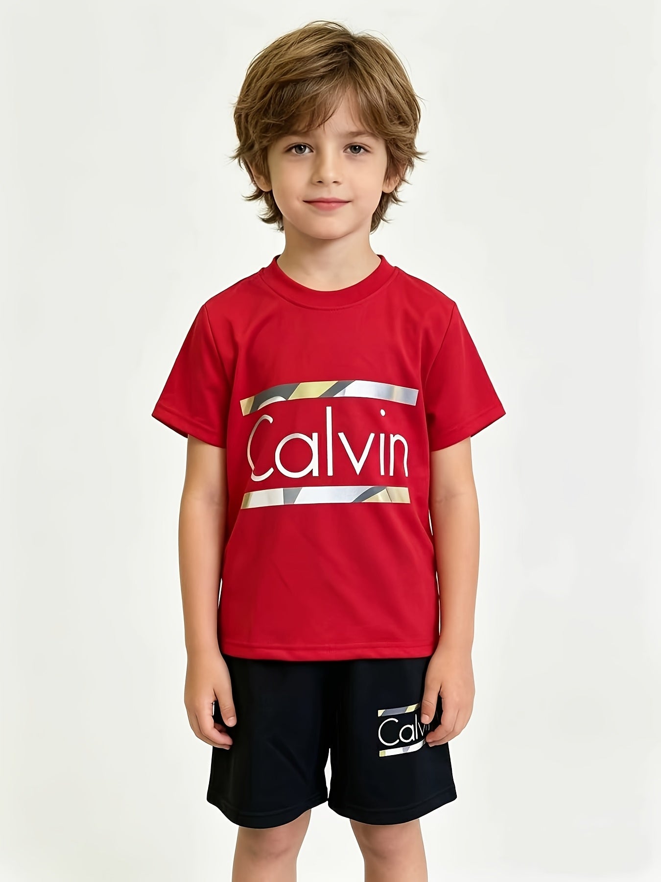 6pcs Boys' Breathable, Comfortable, And Stylish Printed Round-neck Short-sleeve And Shorts Set - Spring/Summer/Autumn Casual Wear, Leisurewear | Sporty Style | Stretchy Fabric, Suitable for Outdoor, Perfect for Outdoor