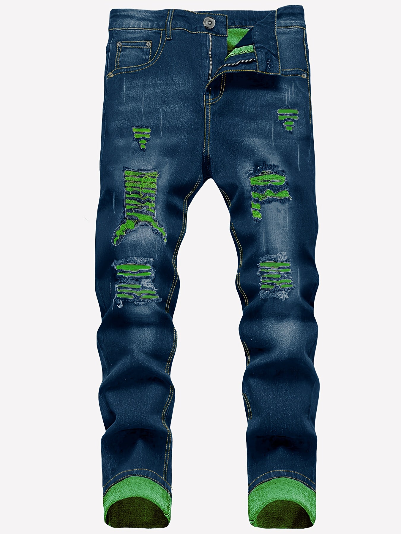 New Spring Style Two-Pack Men'S Jeans: Trendy Ripped Jeans, Black Retro Colorful Casual Pants, Perfect Valentine'S Day Gift