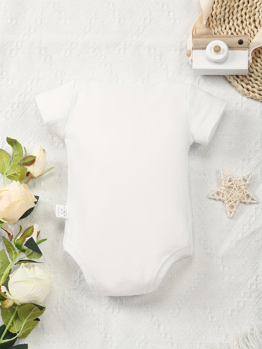 Mother's Day Baby's jumpsuit Cookie Pattern Printed All-Match Soft Round Neck Short Sleeve Triangle jumpsuit, Perfect for Outdoor
