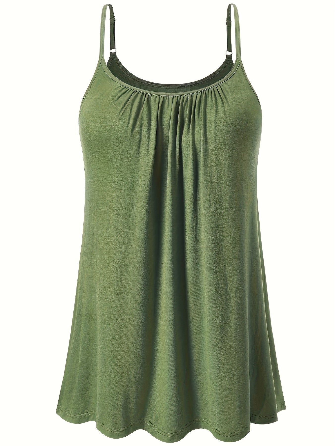 Vislivin Summer Women'S Camisole Tops with Built-In Bra - Seamless Sleeveless Tank Tops, Soft Flowy Loose Fit Cami with Adjustable Spaghetti Straps, Comfy Elegant Blouse for Casual Wear