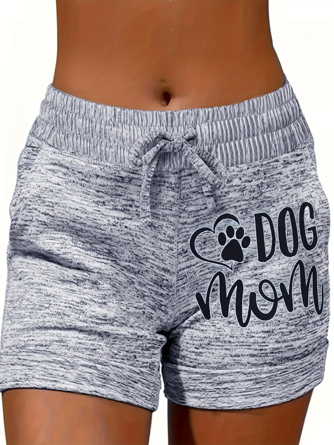 Casual Shorts for Plus-Size Women Featuring a Dog Mom Design, with a Paw Print Pattern, Elastic Waistband, And Lightweight Stretchable Fabric Ideal for The Beach, Vacations, And Light Workouts. They Are Machine Washable, Perfect for Holiday Wear