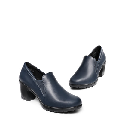 Women's Low Chunky Block Heels Pumps Comfortable Slip-On Heeled Loafers Dress Work Shoes For Office Business Comfortable Loafers Shoes Low Chunky Block Heel Pumps