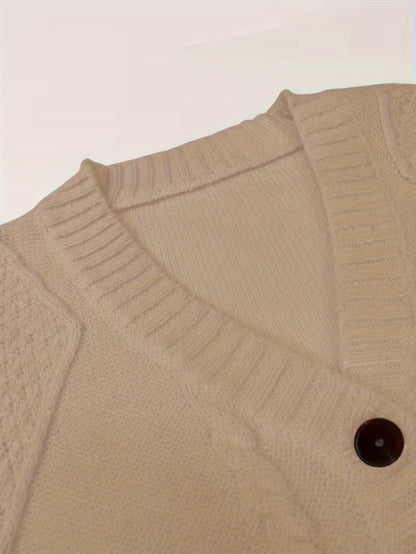 [Cozy Cable Cardigan] Plus Size - Cozy Plus Size Cable Cardigan - Soft Long Sleeve Open Front Layer for Comfortable Everyday Wear