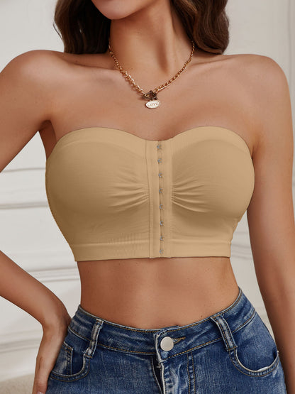 1pc EssElegance Strapless Seamless Push-up Bandeau Tube Bra - Wire-Free Non-Slip Design, High-Stretch & Breathable for Backless Dresses, Daily Comfort
