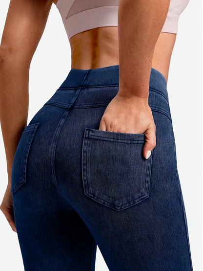 Women's Black Gray High-Waist Slim-Fit Leggings - product view 20