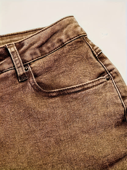 HME Autumn/Winter New Arrival - Nostalgic Western Denim Style, Heavy-Duty Distressed Snowflake Washed and Dyed, Women's Flared Jeans, Suitable for All Seasons, Comfortable Fabric, Fashionable, Simple, and Versatile Flared Pants, No Belt Included