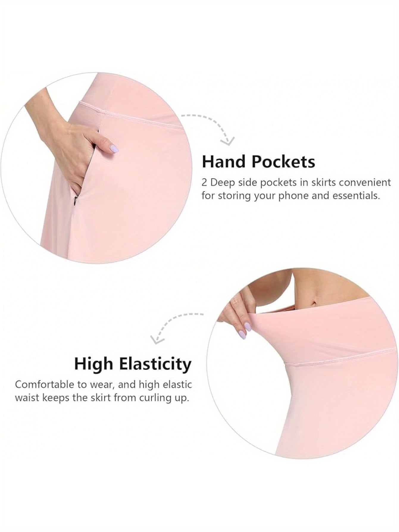 Scacto Women's Office-Ready Midi Skirt - Built-In Shorts, Hidden Drawstring, Zippered Pockets, Business Casual Faldas De Mujer Skorts for Women with Pockets Skorts for Women