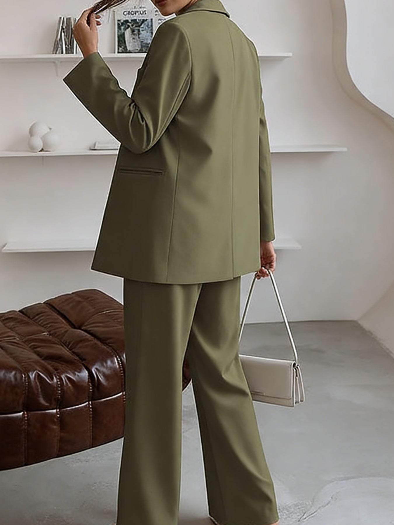 Women'S Suit Set | Soft Fabric Classic Relaxed Fit Tapered Silhouette | Casual Blazer Pants Two Piece Set Business Formal Style for Business Trip And Networking Event Occasions | Structured