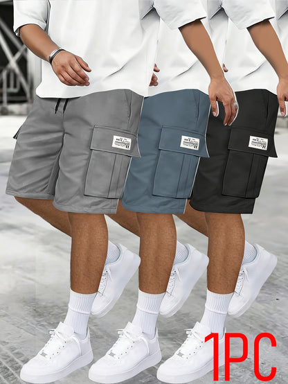Men's Grey Polyester Cargo Shorts - product view 42