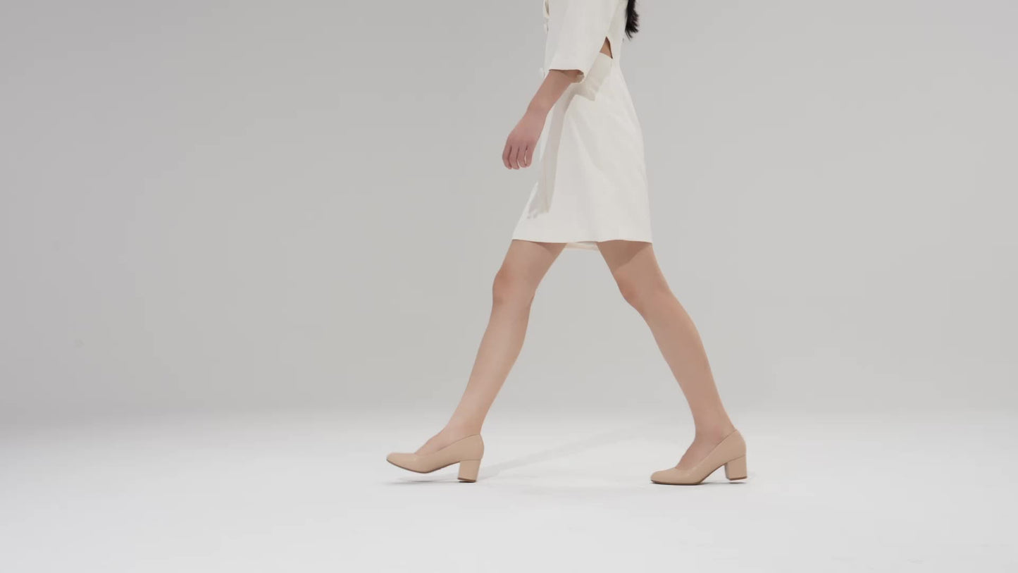 Women's Pumps Low Chunky Block Heel Dress Shoes Closed Round Toe Comfortable Heels Soft Upper Retro Square Toe Heel Protection Closed Toe Comfortable Heels