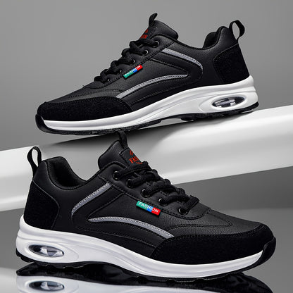 Men's Fashion Road Running Shoes - Casual & Sporty, Two-Tone Design with Air Cushion, Durable Rubber Sole, Comfortable Fabric Lining, Lace-Up, Low-Top Sneakers for All Seasons