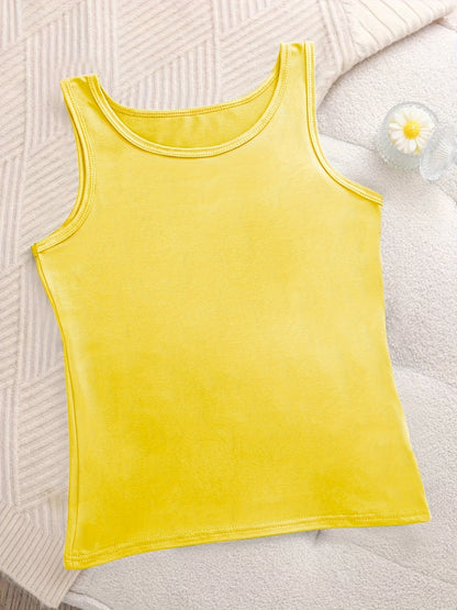 A Set of Six Women'S Soft Adhesive Vests in Various Colors Including Black, White, Gray, Pink, Rose Red, And Green. These Sleeveless Shirts Are Elastic, Breathable, And Comfortable for All Seasons, Making Them Ideal for Home And Casual Outings