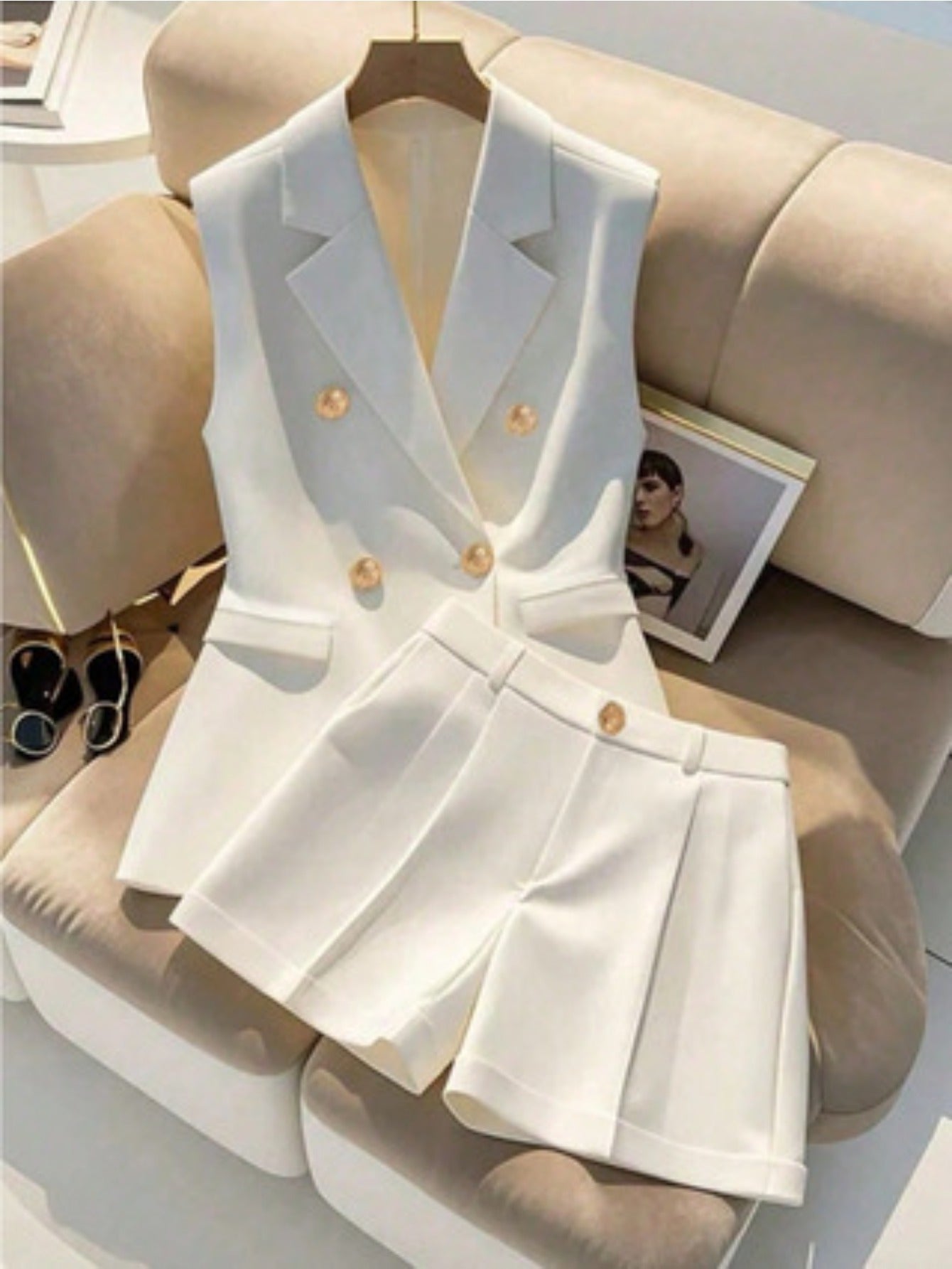 2pcs Premium Quality Sleeveless Vest And Shorts Set