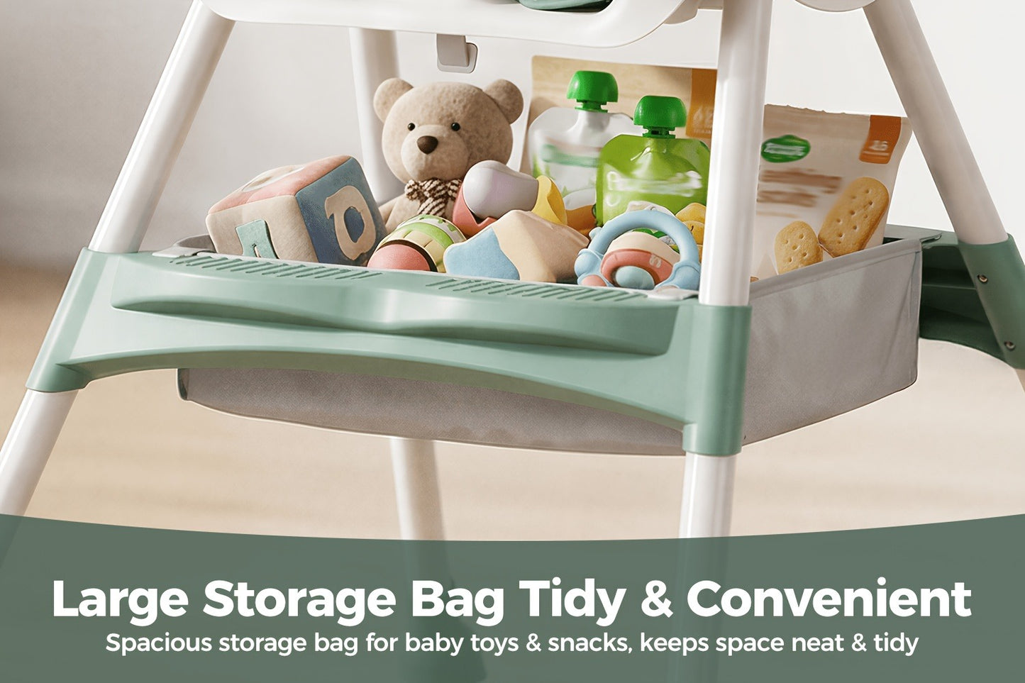 Baby High Chair - Foldable Adjustable 6-in-1 Height