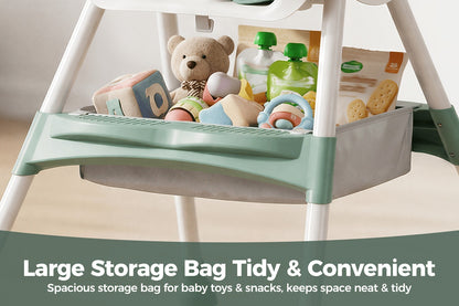 Baby High Chair - Foldable Adjustable 6-in-1 Height