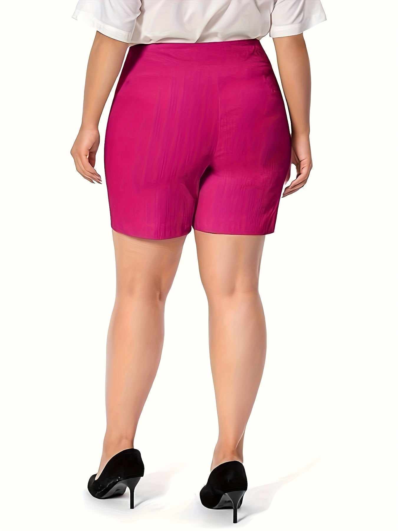 High-Waisted Stretchy Office And Casual Summer Shorts for Women Featuring Front Pockets