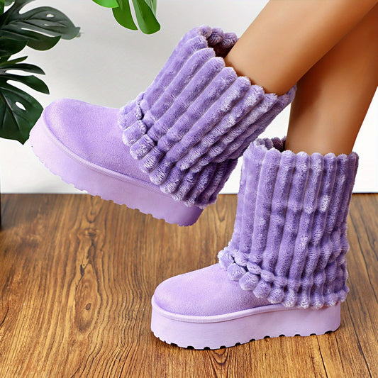 [Cozy Stylish Snow Boots] Glaze Women's Snow Boots Made From Authentic Suede Leather, Extremely Cozy, Stylish, And Comfortable, Women Shoes