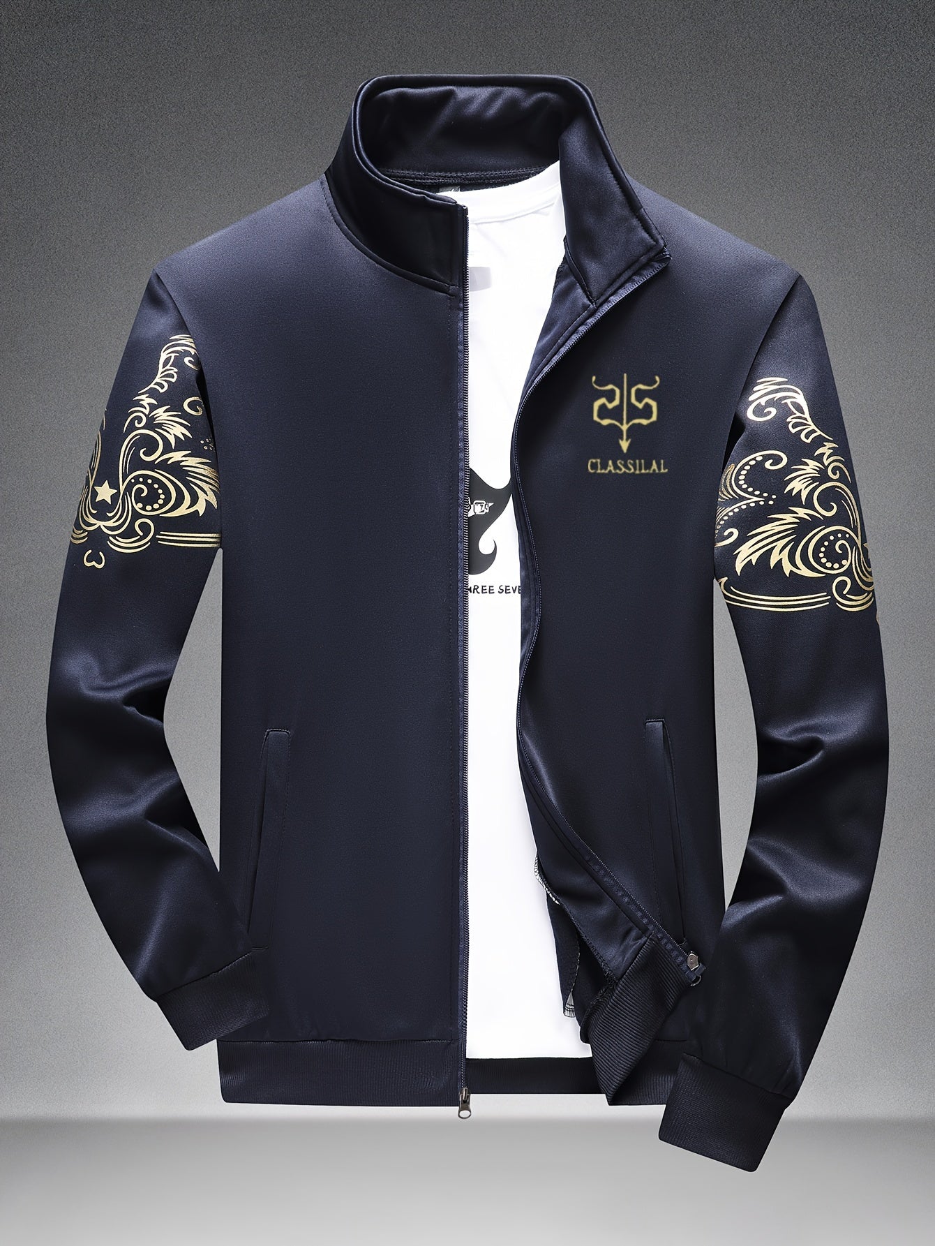 Spring And Autumn Style Men'S Zipper Open Cardigan Sports Suit