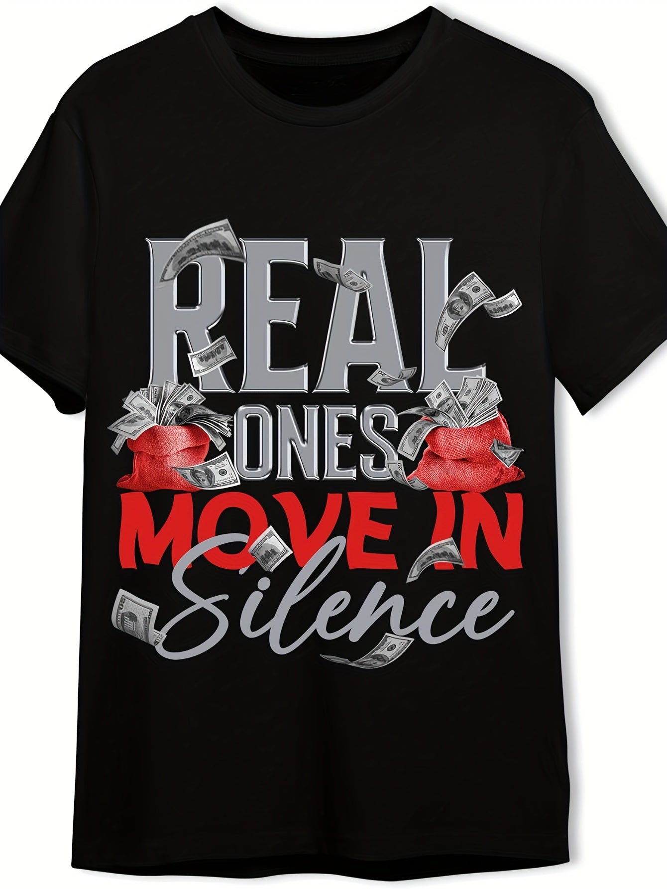 Men'S Tee - Striking Currency Design, Playful And Motivational Style - Summer Men'S Trendy Short Sleeve Relaxed Fit, Text Print, Soft Breathable Material, Everyday Wear, Perfect Present