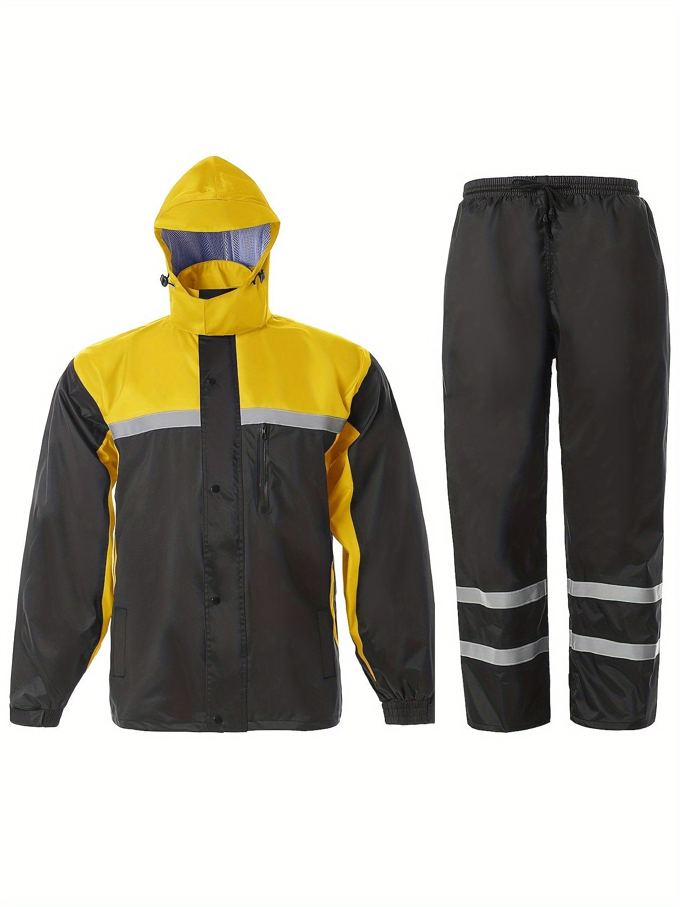 Men's Rain Suit High Visibility Reflective Work Rain Jacket Pants For All Sport Farm Fishing Motorcycle