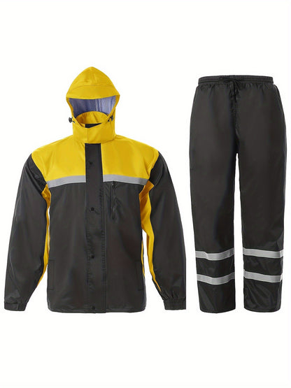 Men's Rain Suit High Visibility Reflective Work Rain Jacket Pants For All Sport Farm Fishing Motorcycle