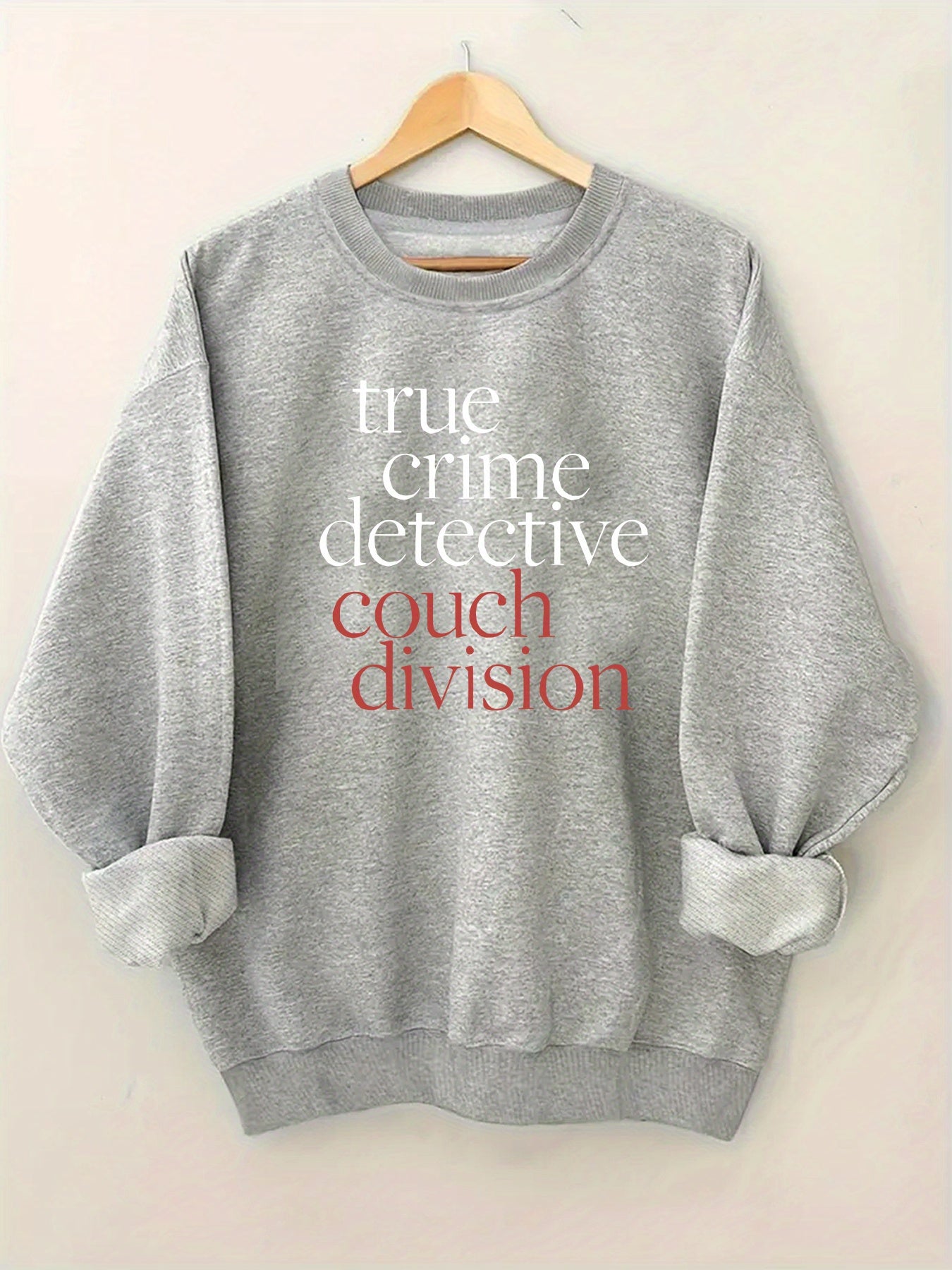 True Crime Detective Couch Division Alphabet Print Code | Crew Neck Sweater, Casual Style, Long Sleeve, Fall/Winter Season