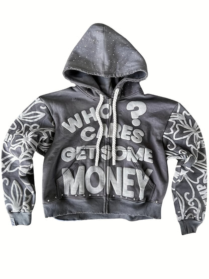 Couple Matching Y2K Letter Print Destroyed Hoodie | Unisex Oversized Zip Up Or Pullover Sweatshirt | Harajuku Hip Hop Streetwear Hoodie for Men And Women | Trendy Casual Autumn Winter Fashion Outerwear | Loose Fit Graphic Jacket Top