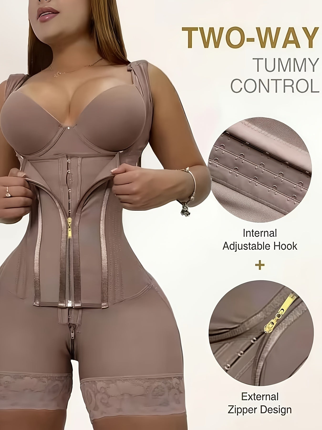 Women's Postpartum Shapewear Suitable for Pregnancy Belly, Tummy Control Corset with Bust Support & High Compression, Zipper & Hook Closure Bodysuit for Prenatal and Postpartum Care
