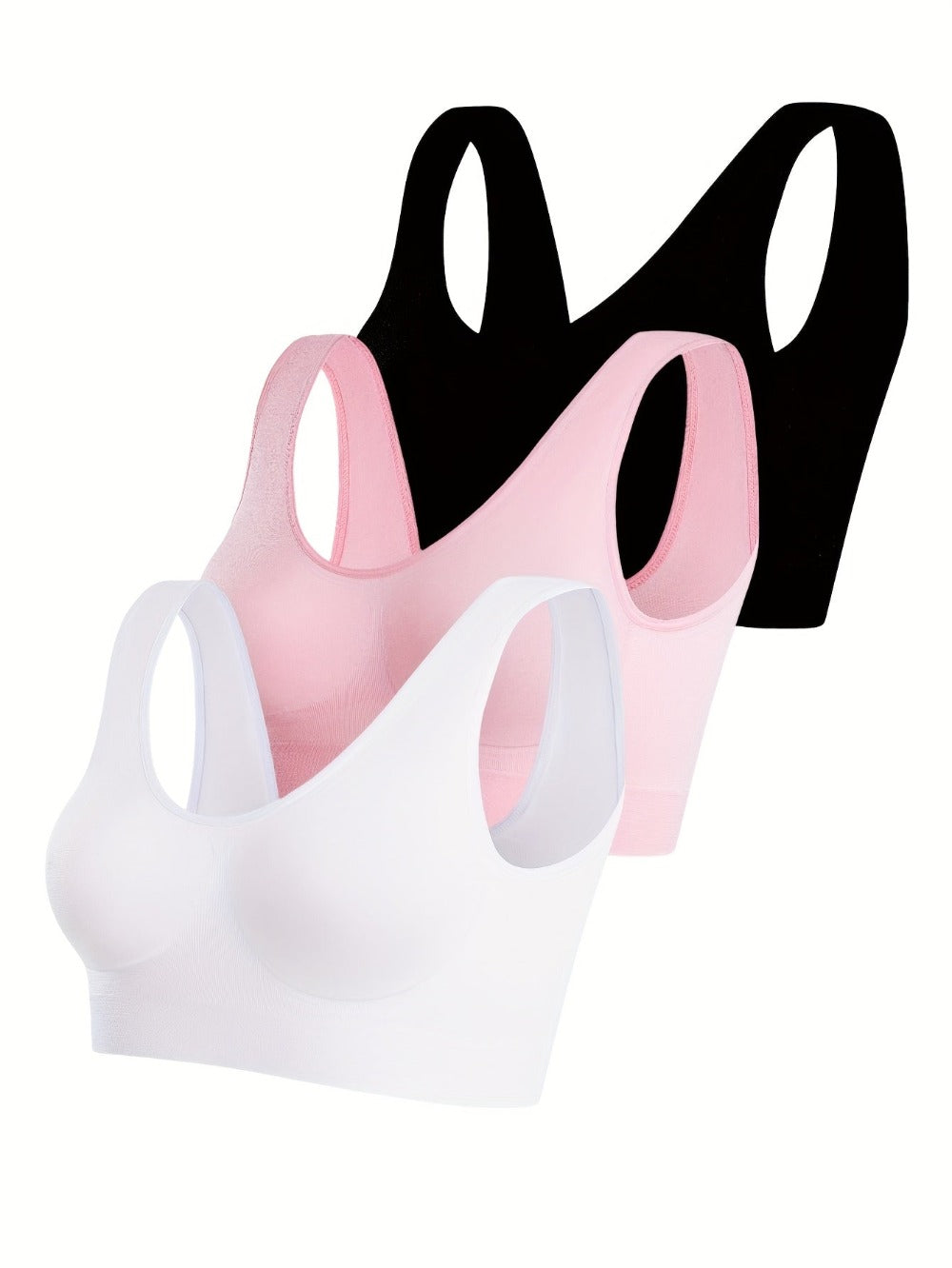 Women's Sports Bra - 3-Pack Ribbed, Soft Support