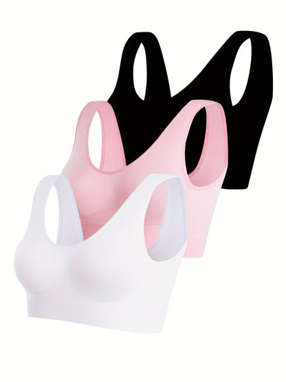 Women's Sports Bra - 3-Pack Ribbed, Soft Support