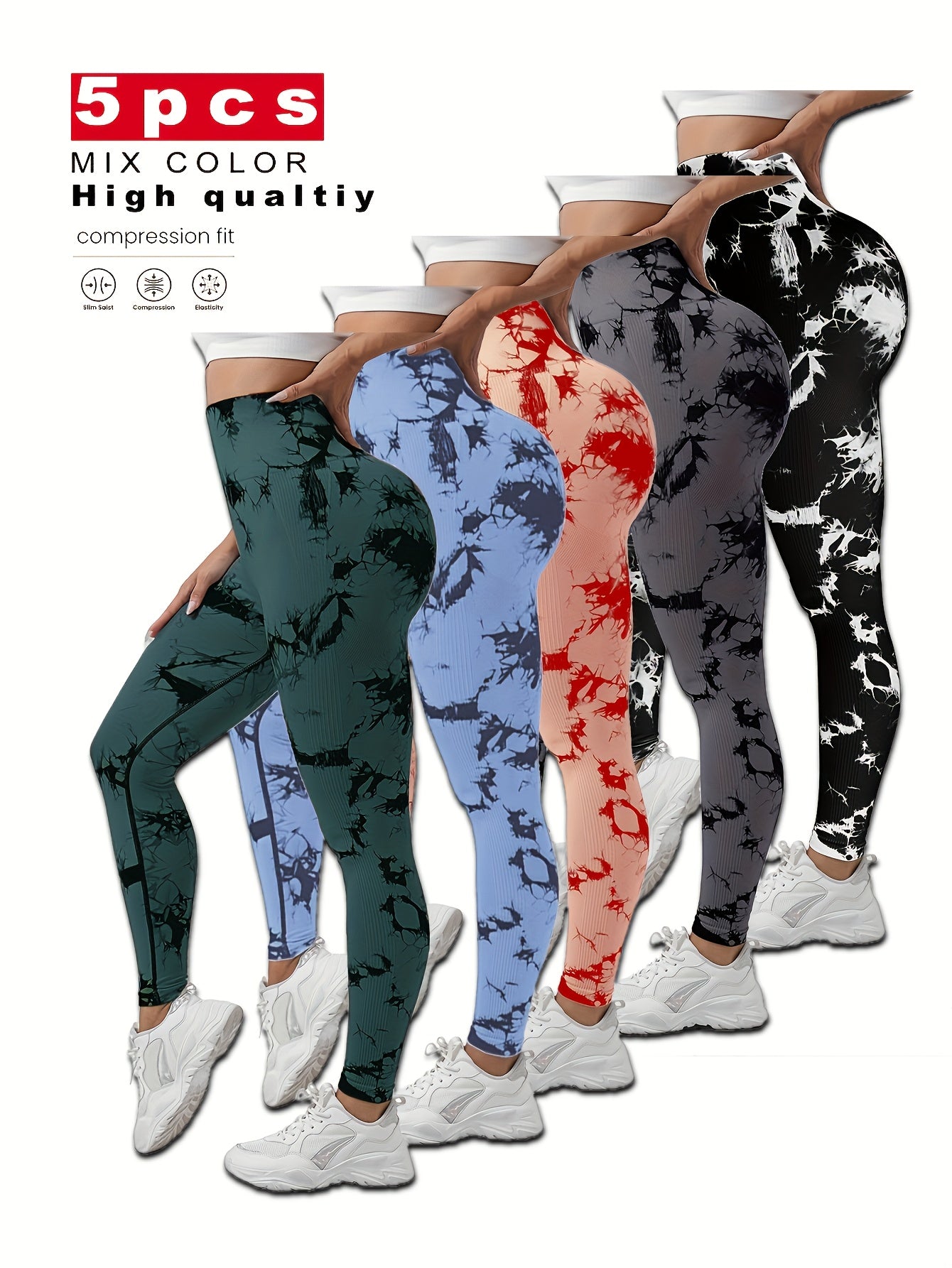 Women'S Tie Dye Yoga Pants High Waisted Scrunch Butt Workout Leggings Soft Stretchy Butt Lifting Tummy Control Yoga Leggings For Gym Running Fitness