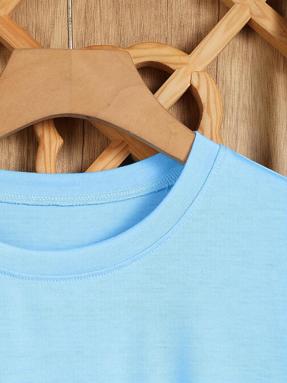 Round Neck Short Sleeve T-Shirt with a Teacher Pattern Print