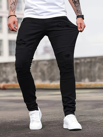 Men's Skinny Jeans - Classic Wash Patchwork