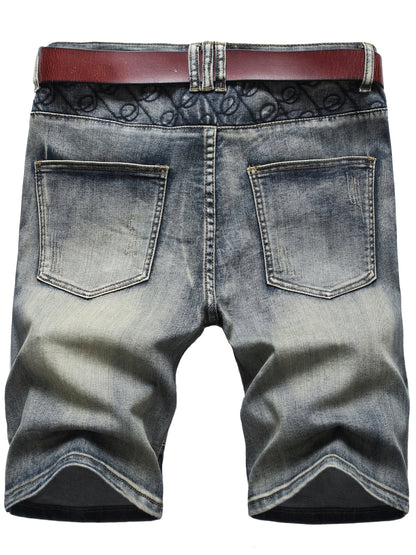 KEEVOOM Men'S Light Blue Washed Gradient Denim Shorts - Summer Casual Slim-Fit Shorts for Outdoor Sports & Trendy Daily Outfits