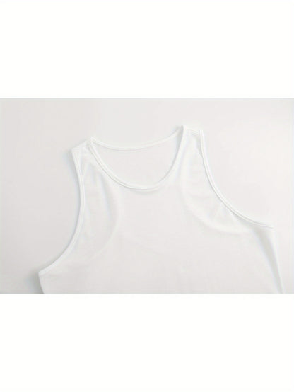 Women's Casual Sleeveless Round Neck Vest - Double-Sided Cat & Dog Paw Print Design, Cotton Lightweight Summer Top, Machine Washable Pet Lover Apparel, Outdoor Relaxation Clothing, Nontransparent Fabric