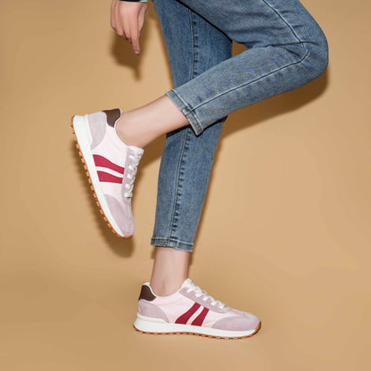 Women's Genuine Leather Chunky Lug Sole Lace Up Running Shoes Casual Designed Fashion Sporty Sneakers AA1127n