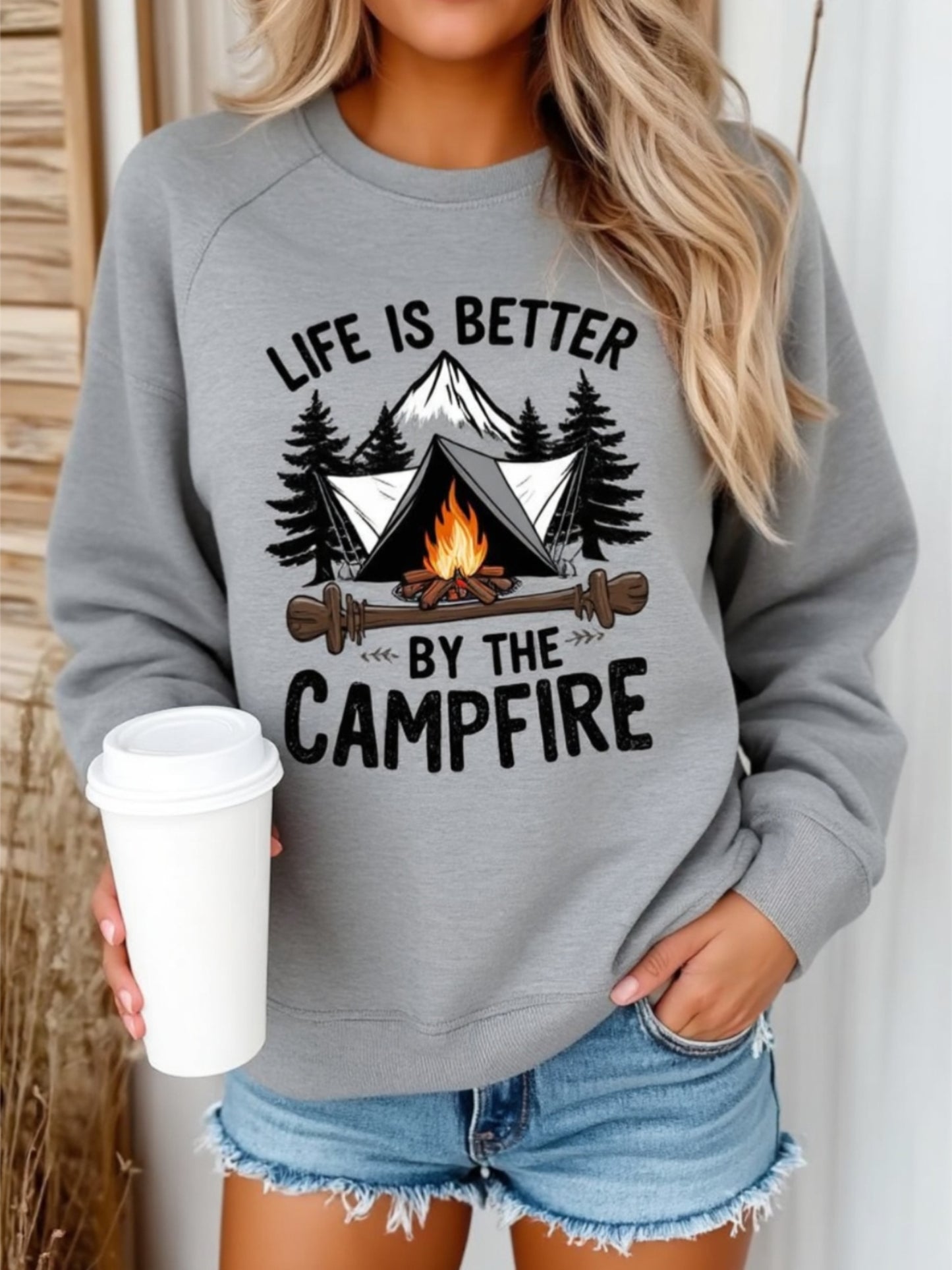 2026 Fashion Women'S Hoodie A Cozy, Soft Pullover Featuring The Print "Life Is Better By The Campfire." Perfect For Workouts, Everyday Wear, And Outdoor Adventures. A Thoughtful Gift For Family And Friends, Ideal For Mother'S Day.