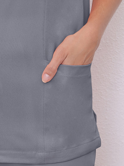 Women'S V-Neck Frosted Breathable Uniform Pocket Handwash Workwear Brush Handwear Top